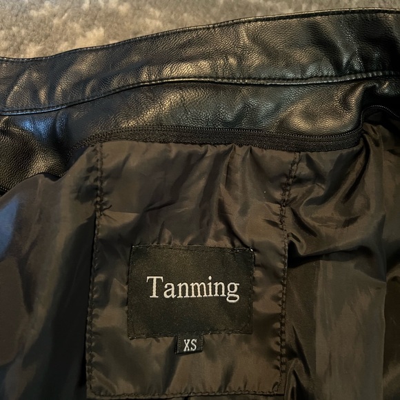 SOLD Faux Leather Black Zip Up Jacket - Picture 8 of 11